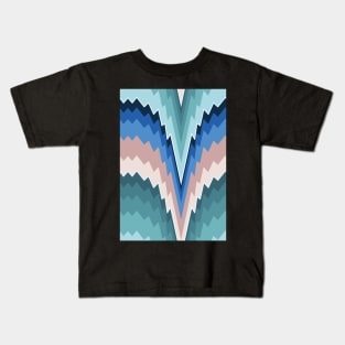 Bargello flame stitch scallops blue and green Kids T-Shirt